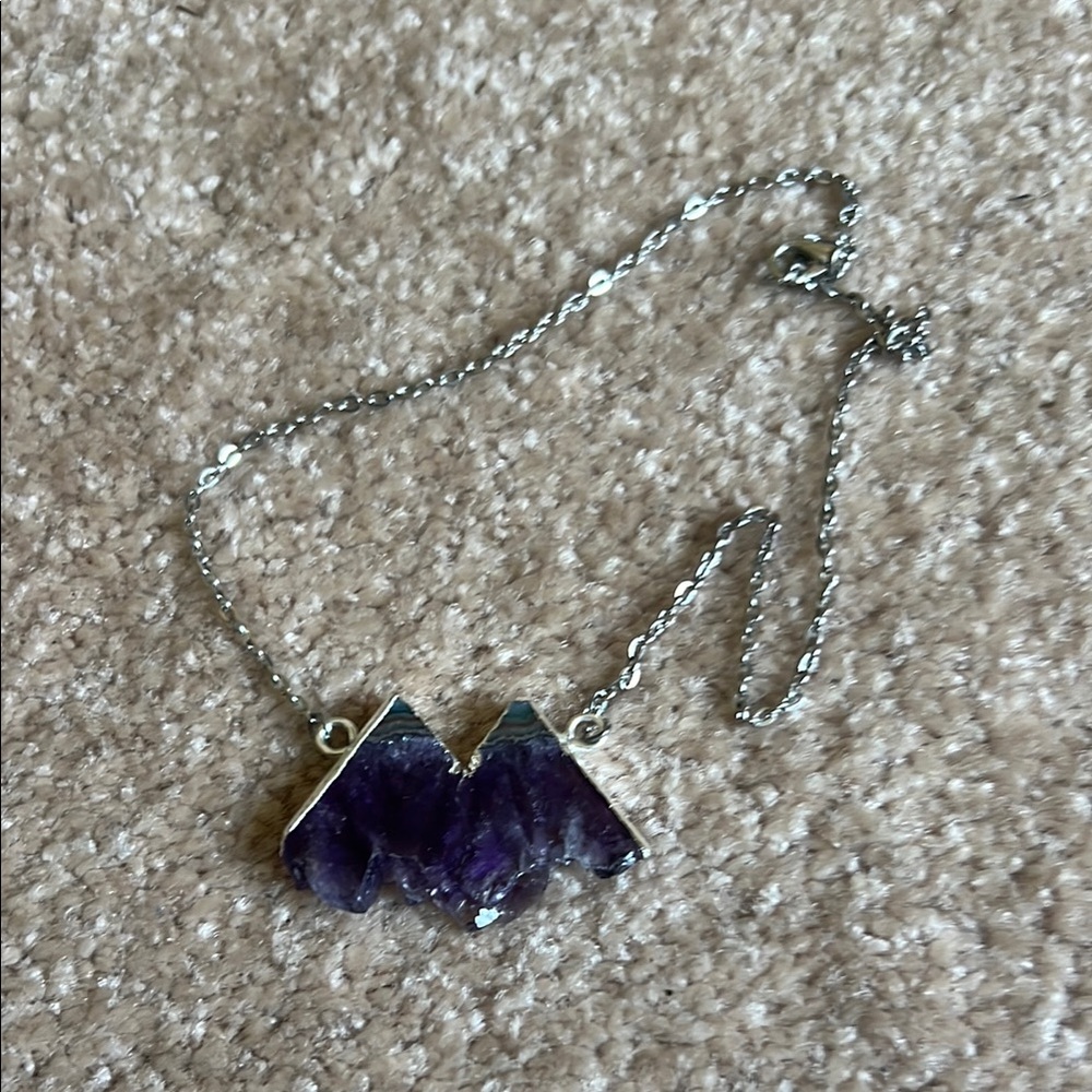 Silver and Purple amethyst  Mountain Necklace